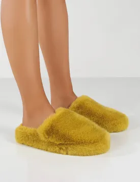 Baloo Mustard Faux Fur Fluffy Slipper