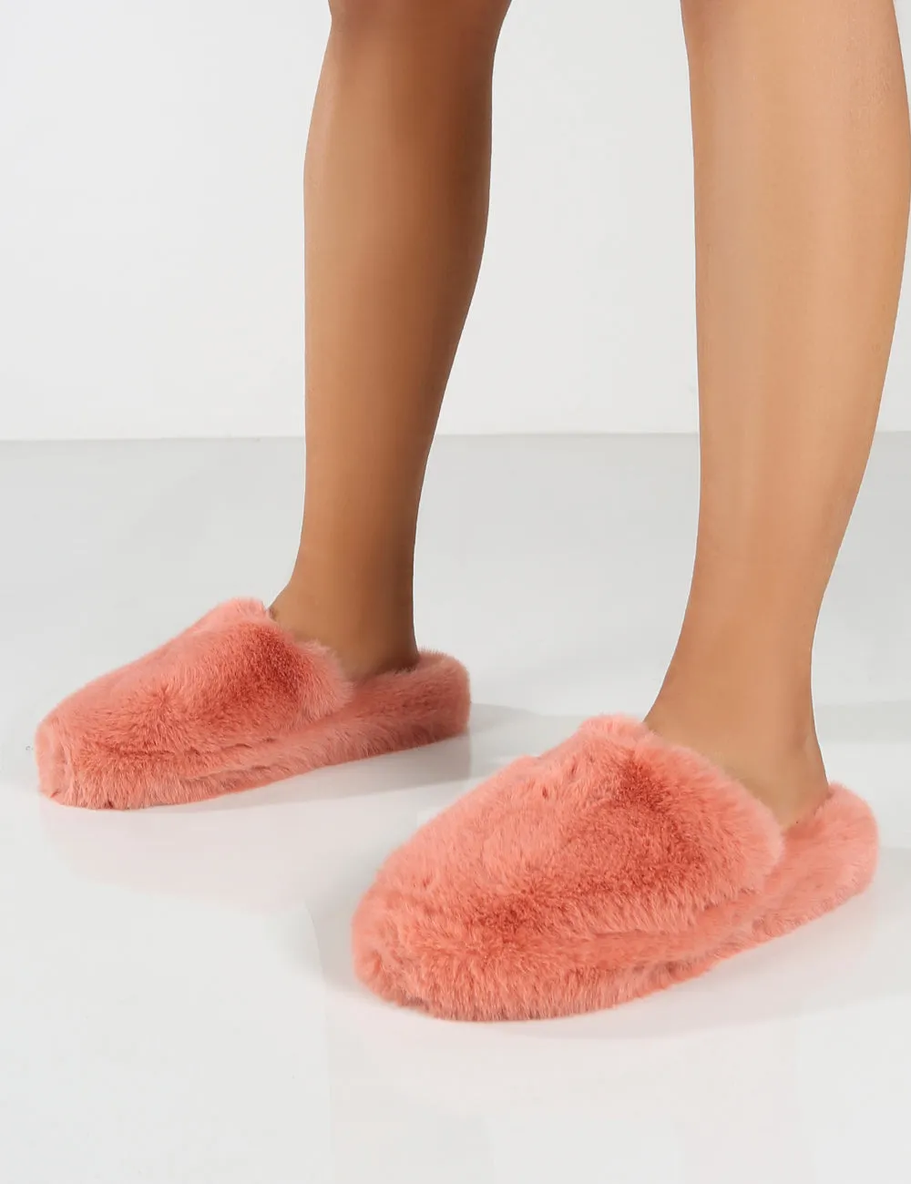 Baloo Peach Faux Fur Fluffy Slipper
