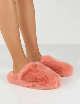 Baloo Peach Faux Fur Fluffy Slipper