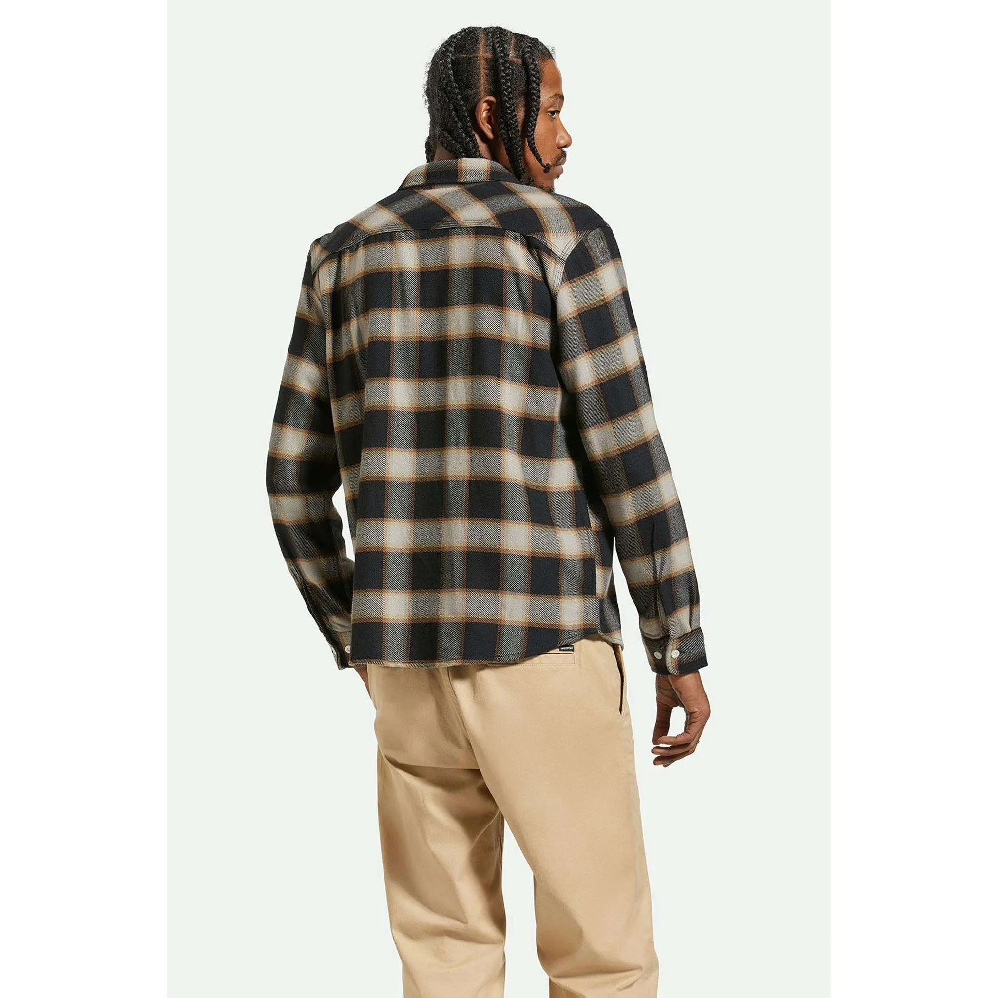 Brixton Bowery Men's Flannel in Black & Cream