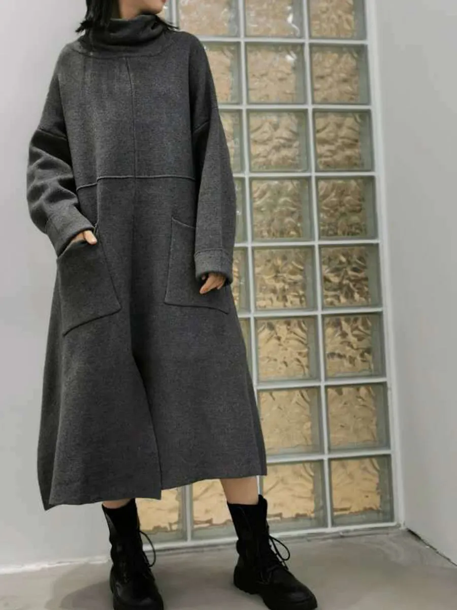 Casual High Neck Pullover Knit Dress