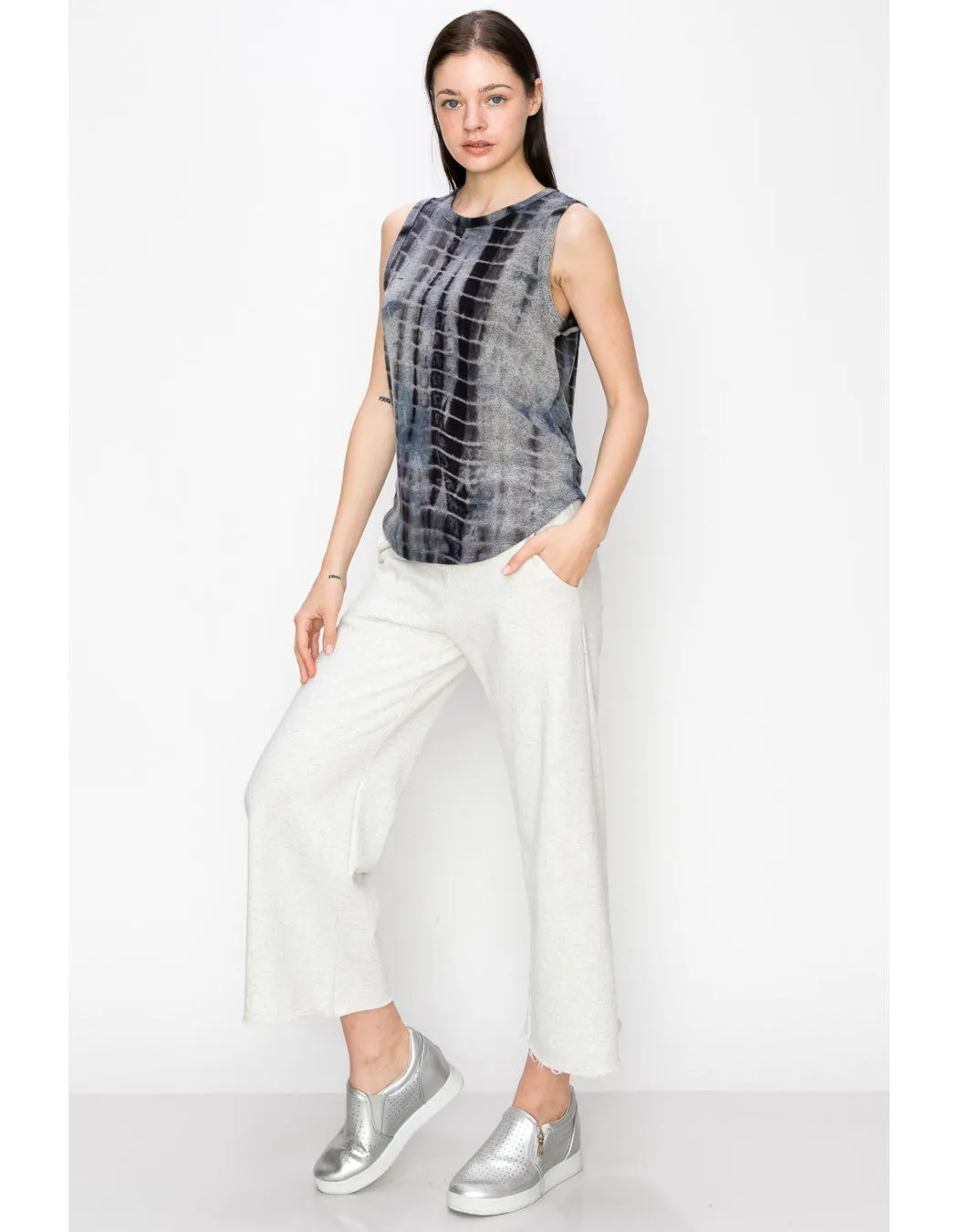 Cozy Tie Dye Tank Grey/ Indigo