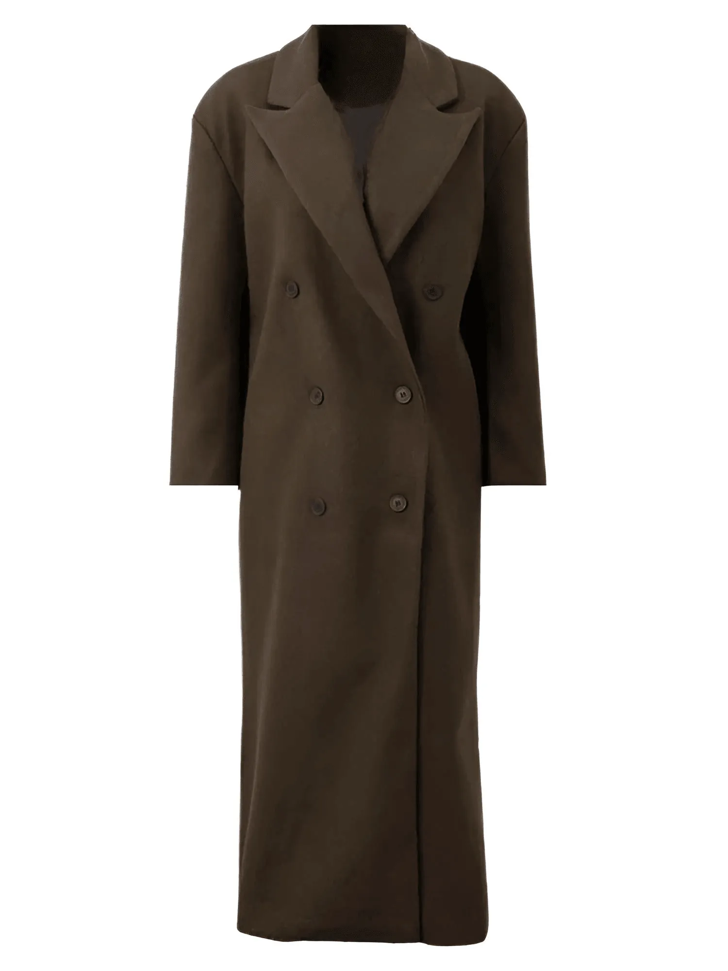 Elegant Double Breasted Woolen Coat Women Fashion Long Sleeves Casual Pockets Overcoat Lady Warm Street Outerwear