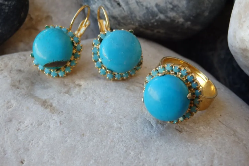 Gold Turquoise Earrings