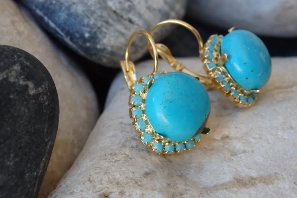 Gold Turquoise Earrings