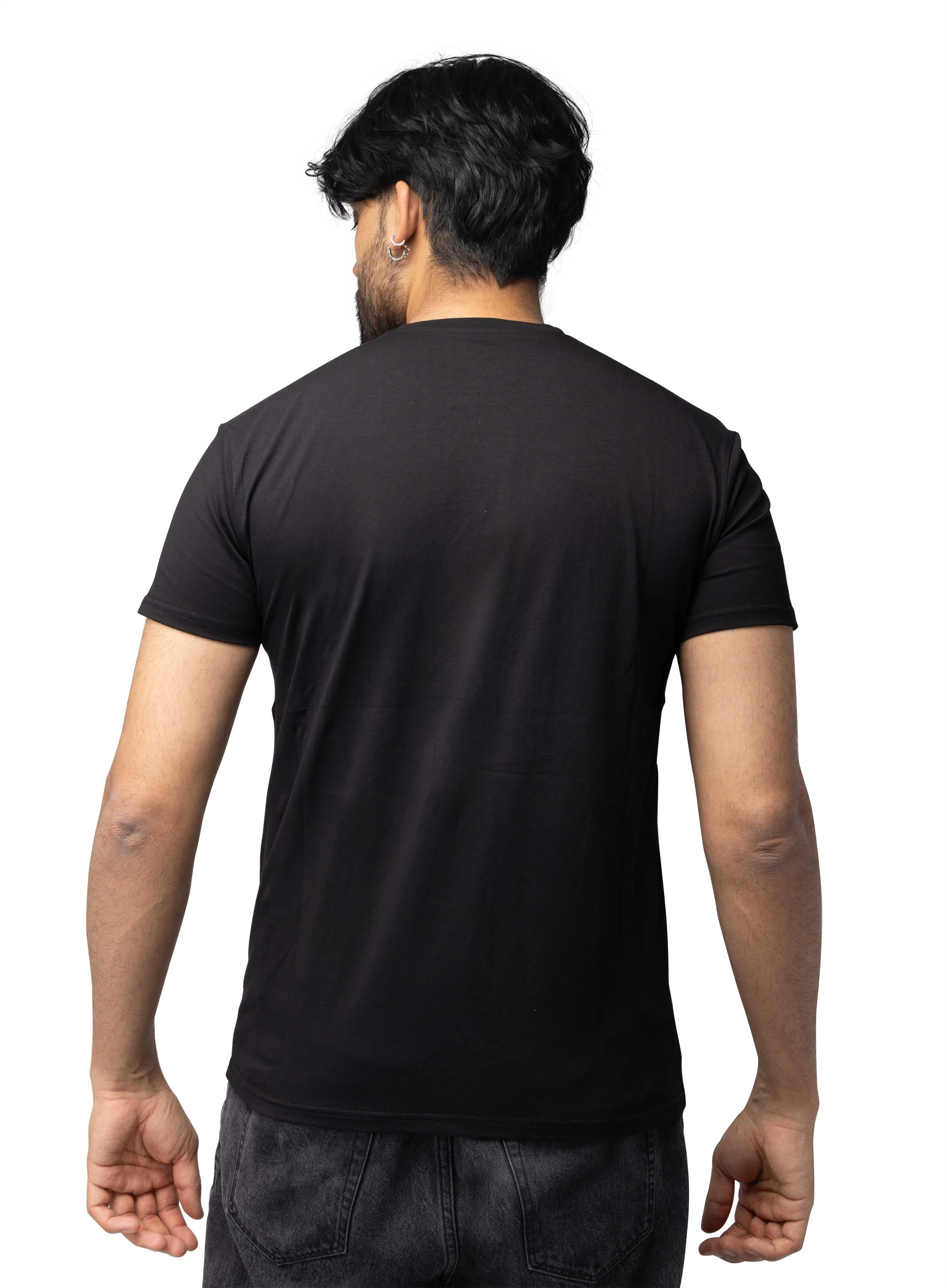 Heads or Tails Men's Slim Fit Crewneck Rhinestone Studded Graphic Printed T-Shirt Stone Tee Green Pattern Outline Bear