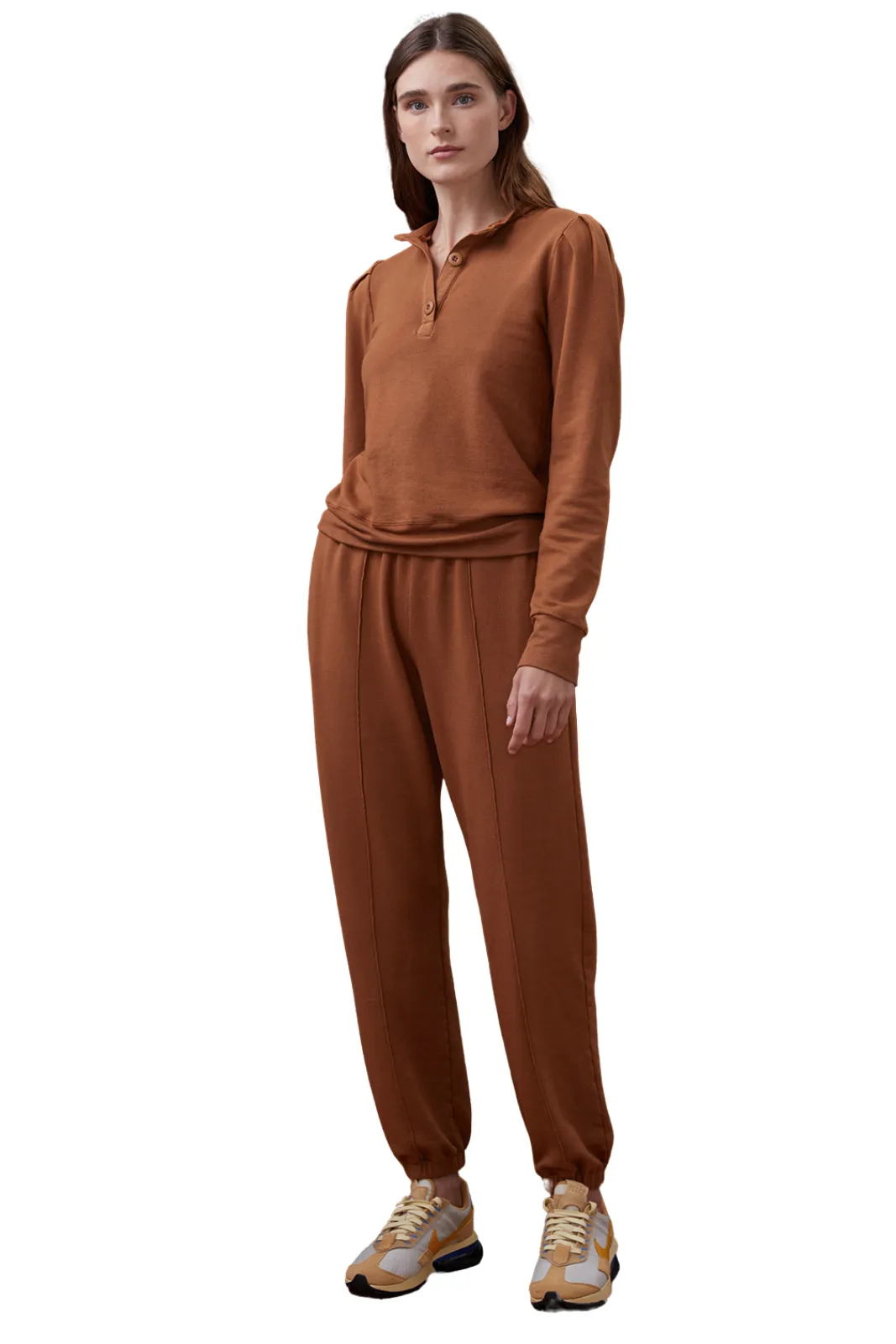 Henley W/ Tucked Sleeves Golden Brown