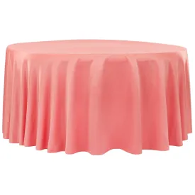 Lamour Satin 132" Round Tablecloth - Coral