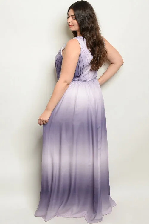 Lilac Tie Dye Plus Size Maxi Dress