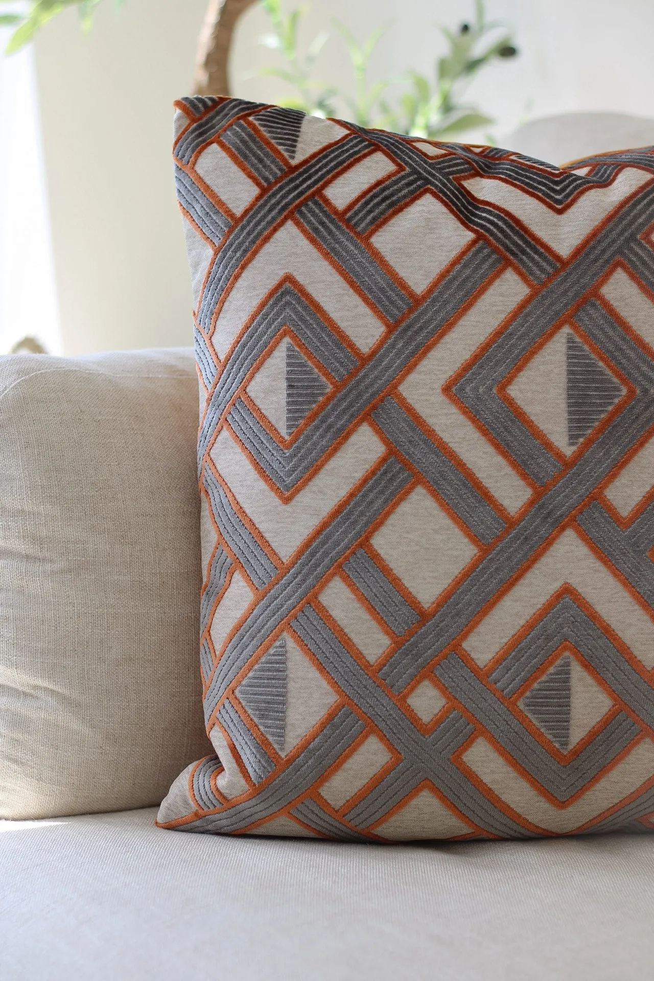Melrose Ginger & Grey Cushion