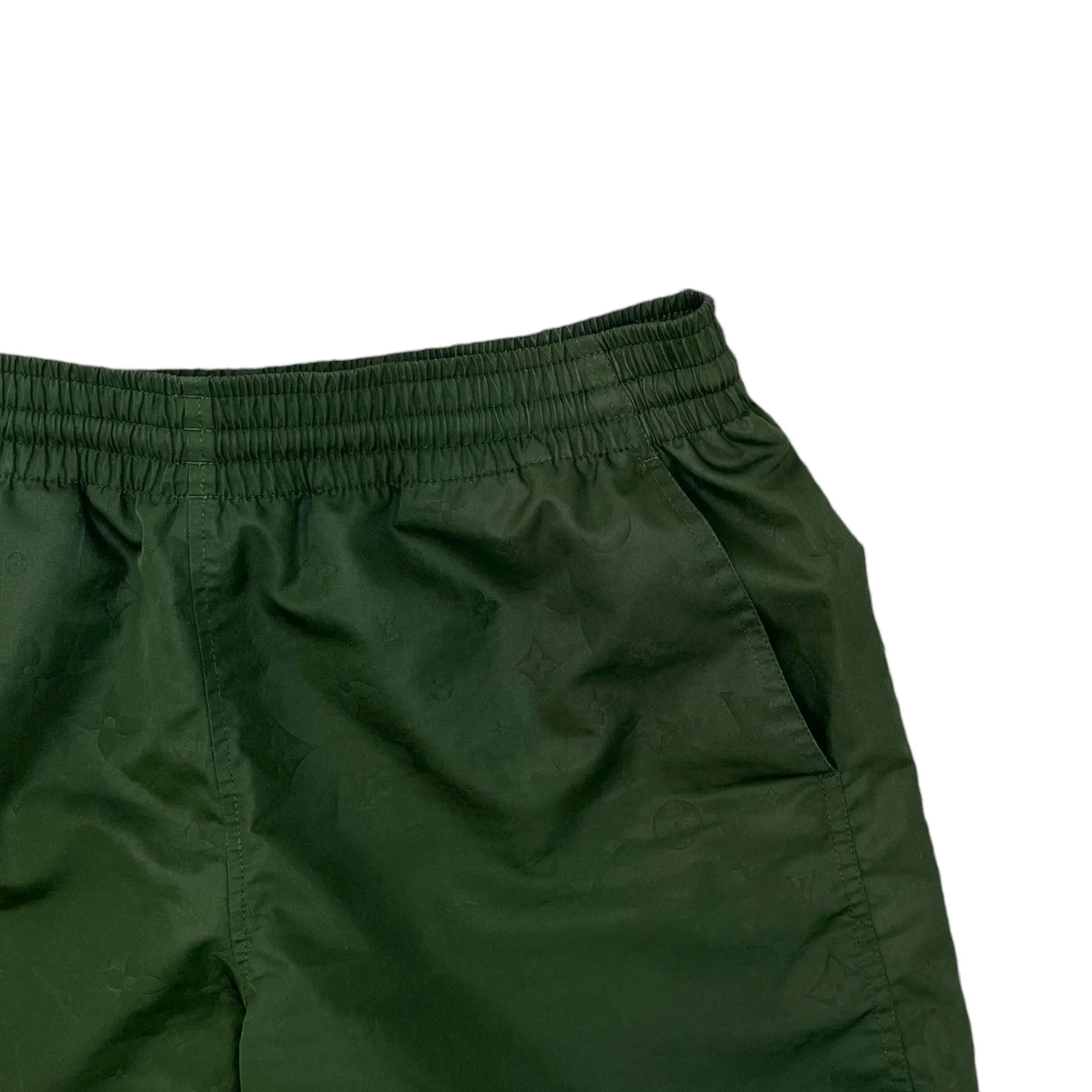 Men's Signature Monogram Swim Shorts Khaki Size S
