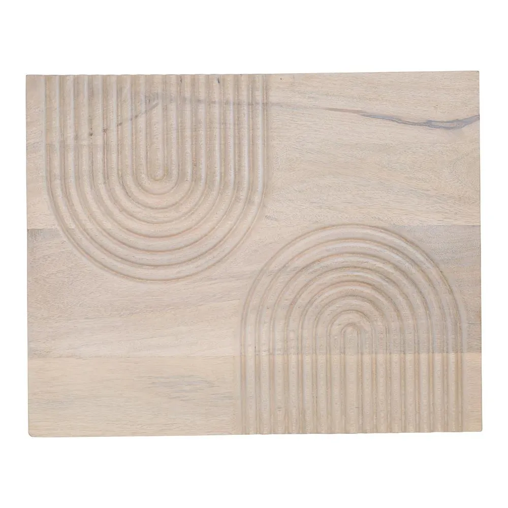 Modern Boho Beige Neutral Carved Wood Wall Art White Wash