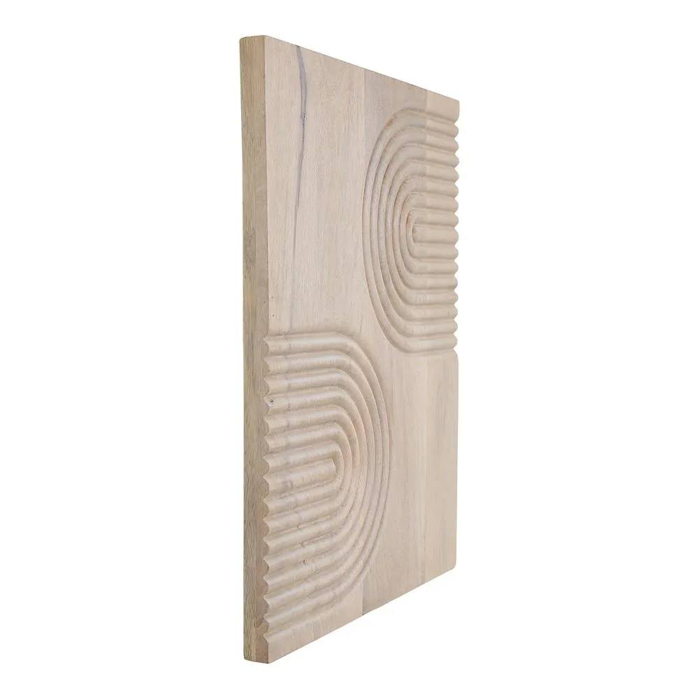 Modern Boho Beige Neutral Carved Wood Wall Art White Wash