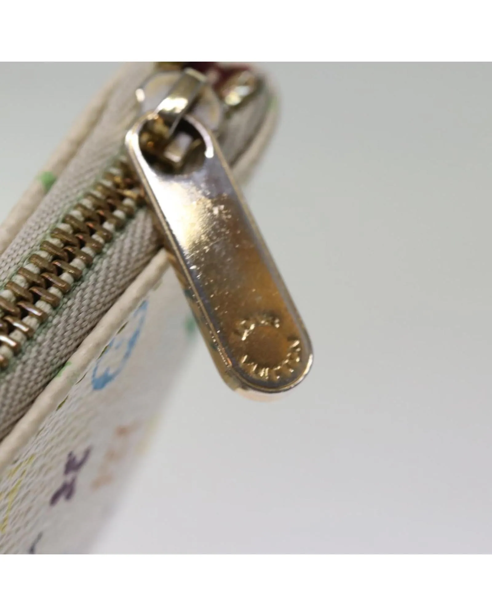 Monogram Multicolor Canvas Pouch with Metal Fittings and Pocket