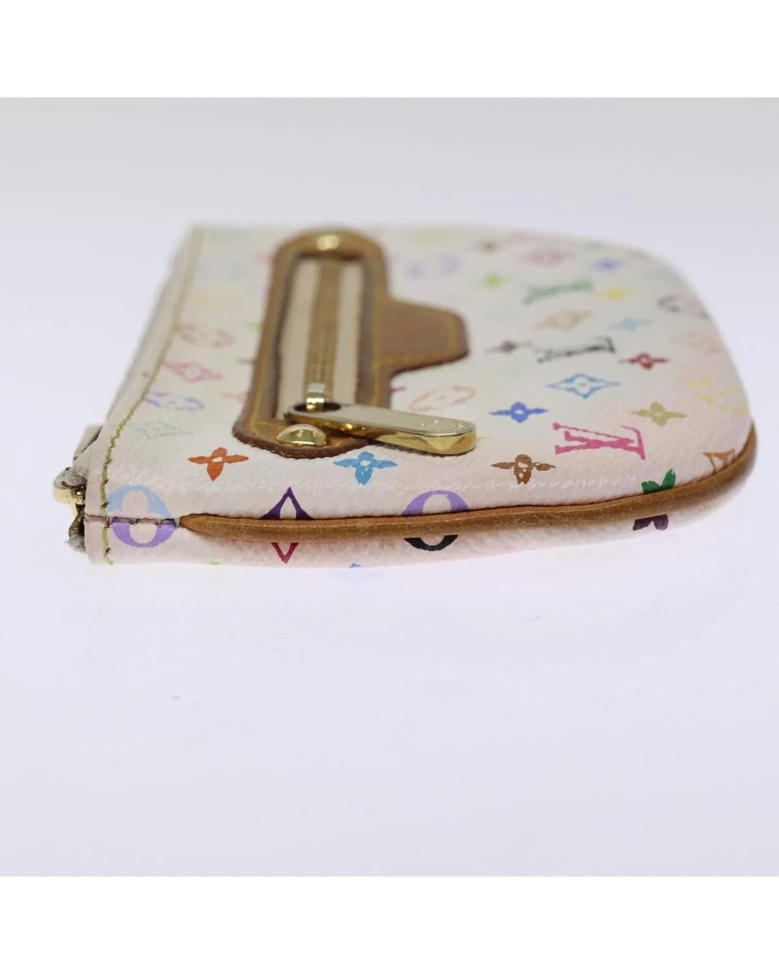 Monogram Multicolor Canvas Pouch with Metal Fittings and Pocket
