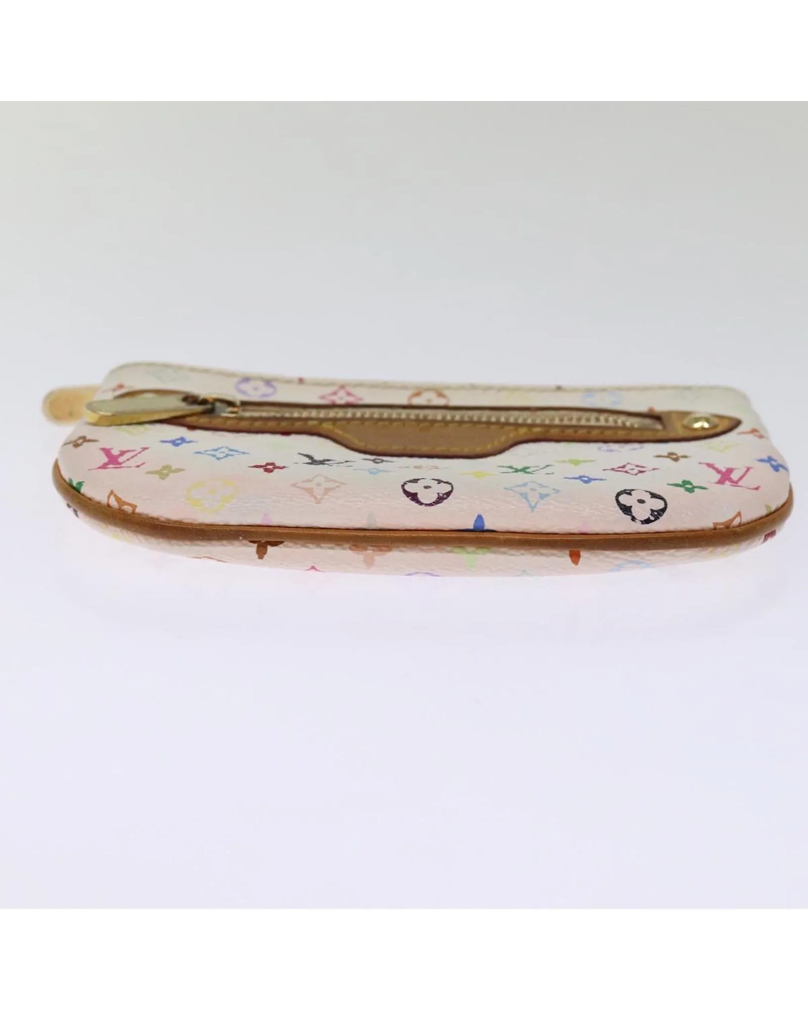 Monogram Multicolor Canvas Pouch with Metal Fittings and Pocket