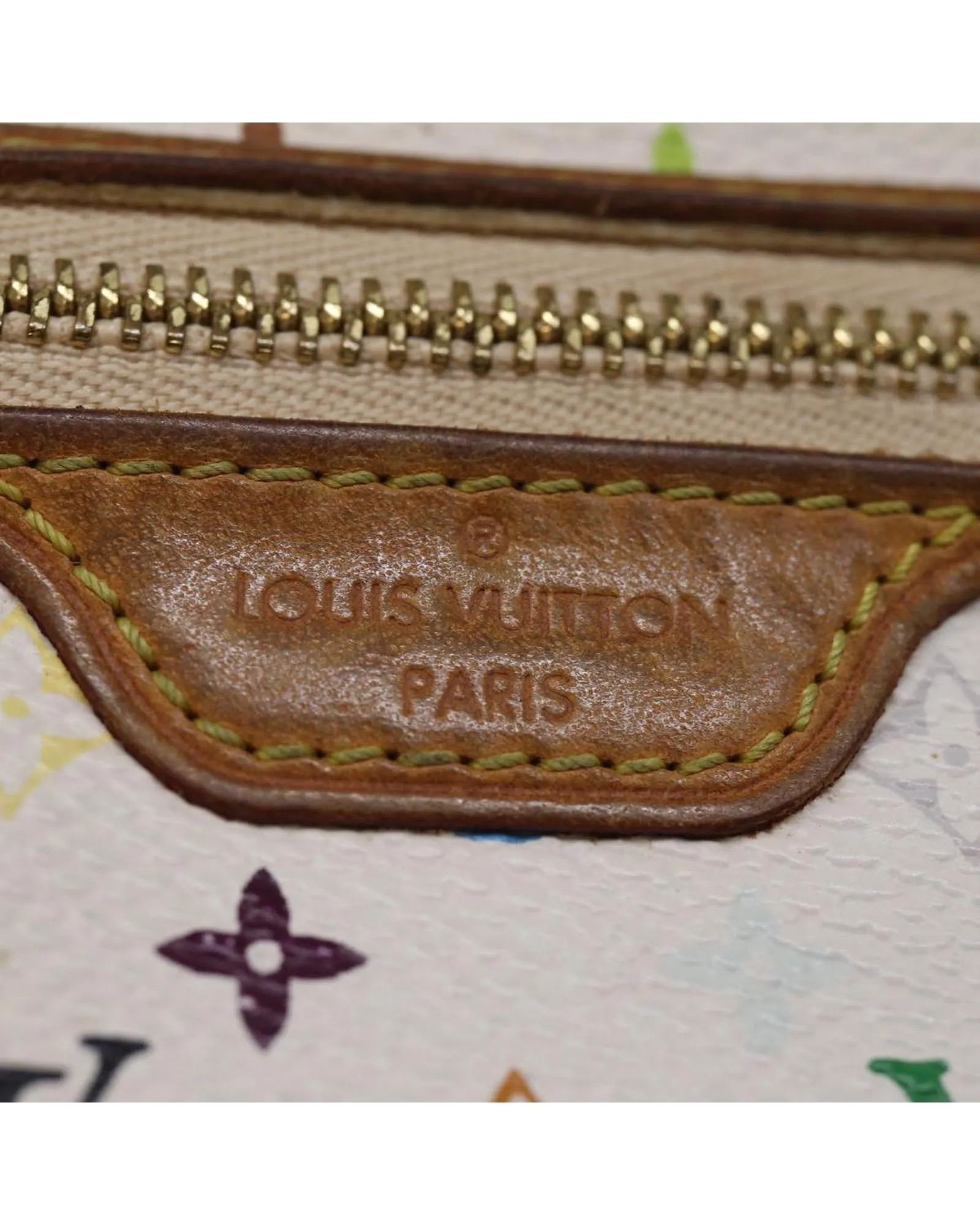Monogram Multicolor Canvas Pouch with Metal Fittings and Pocket