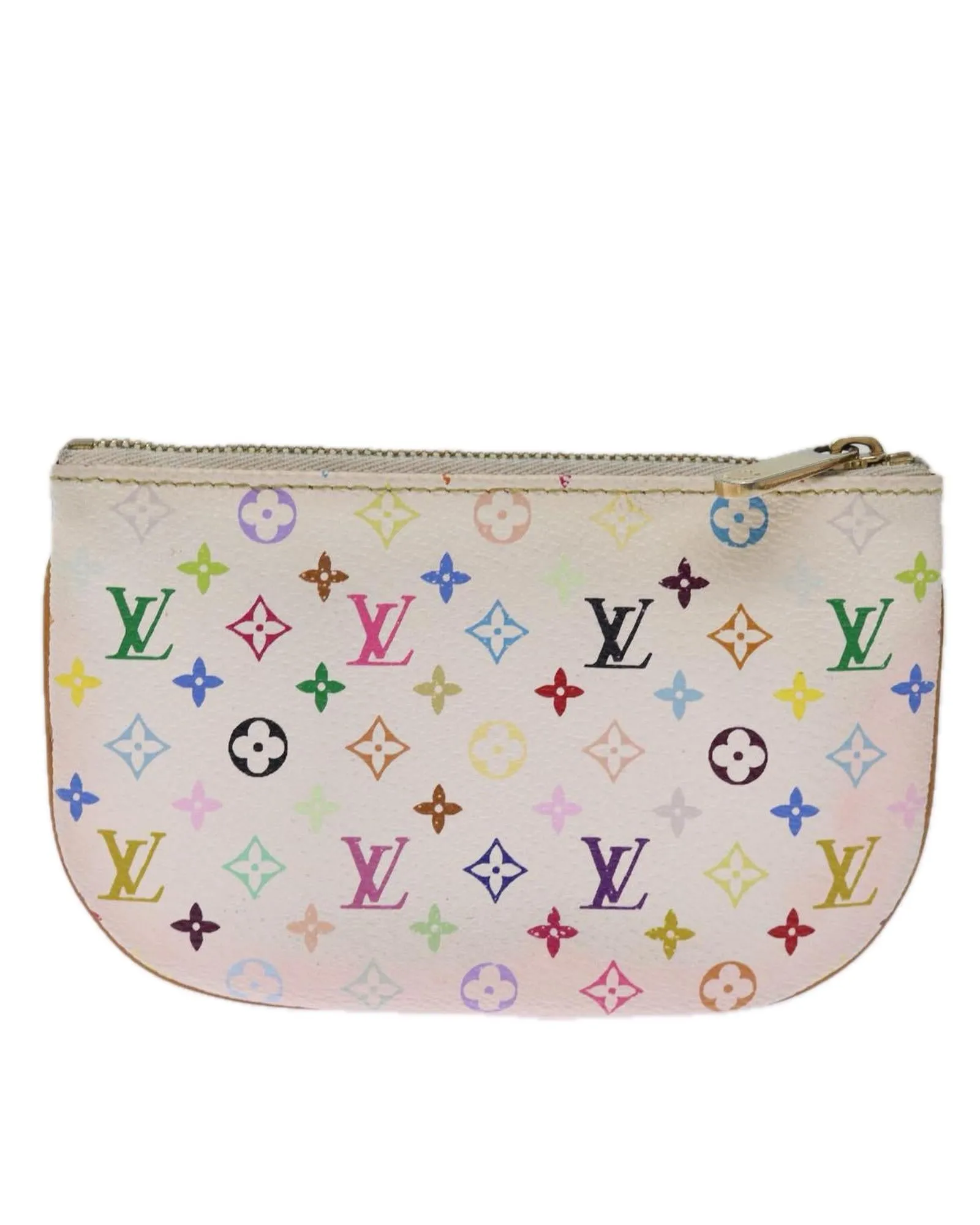 Monogram Multicolor Canvas Pouch with Metal Fittings and Pocket
