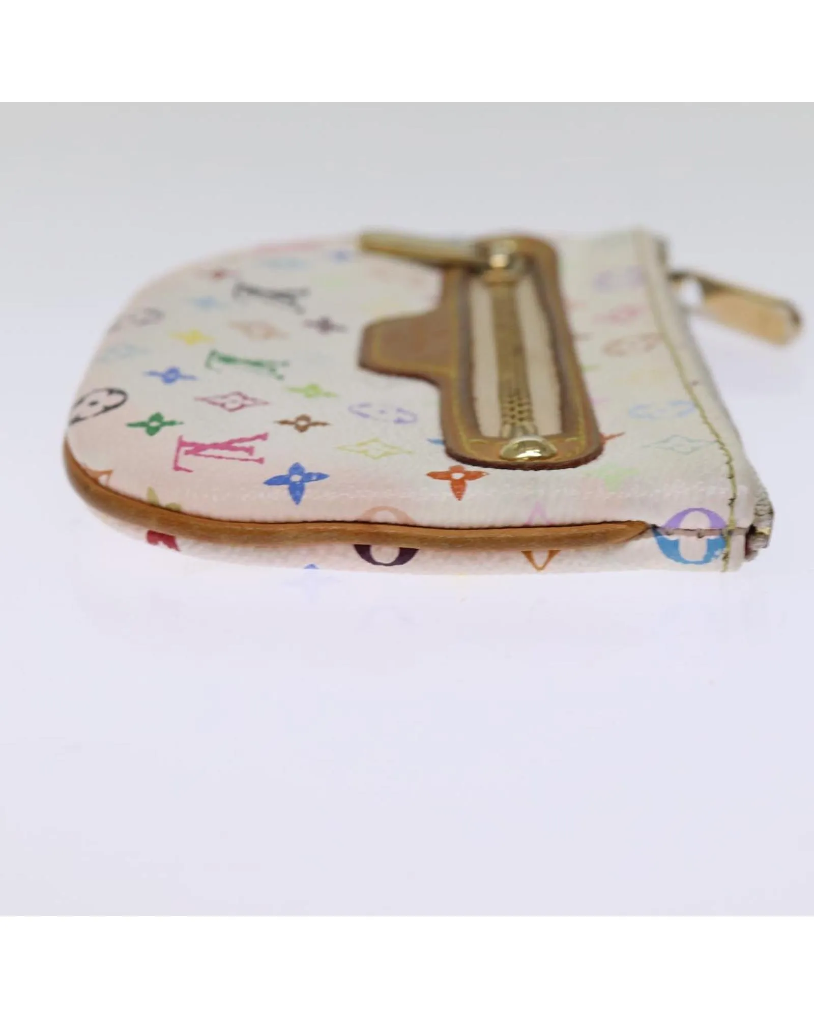 Monogram Multicolor Canvas Pouch with Metal Fittings and Pocket