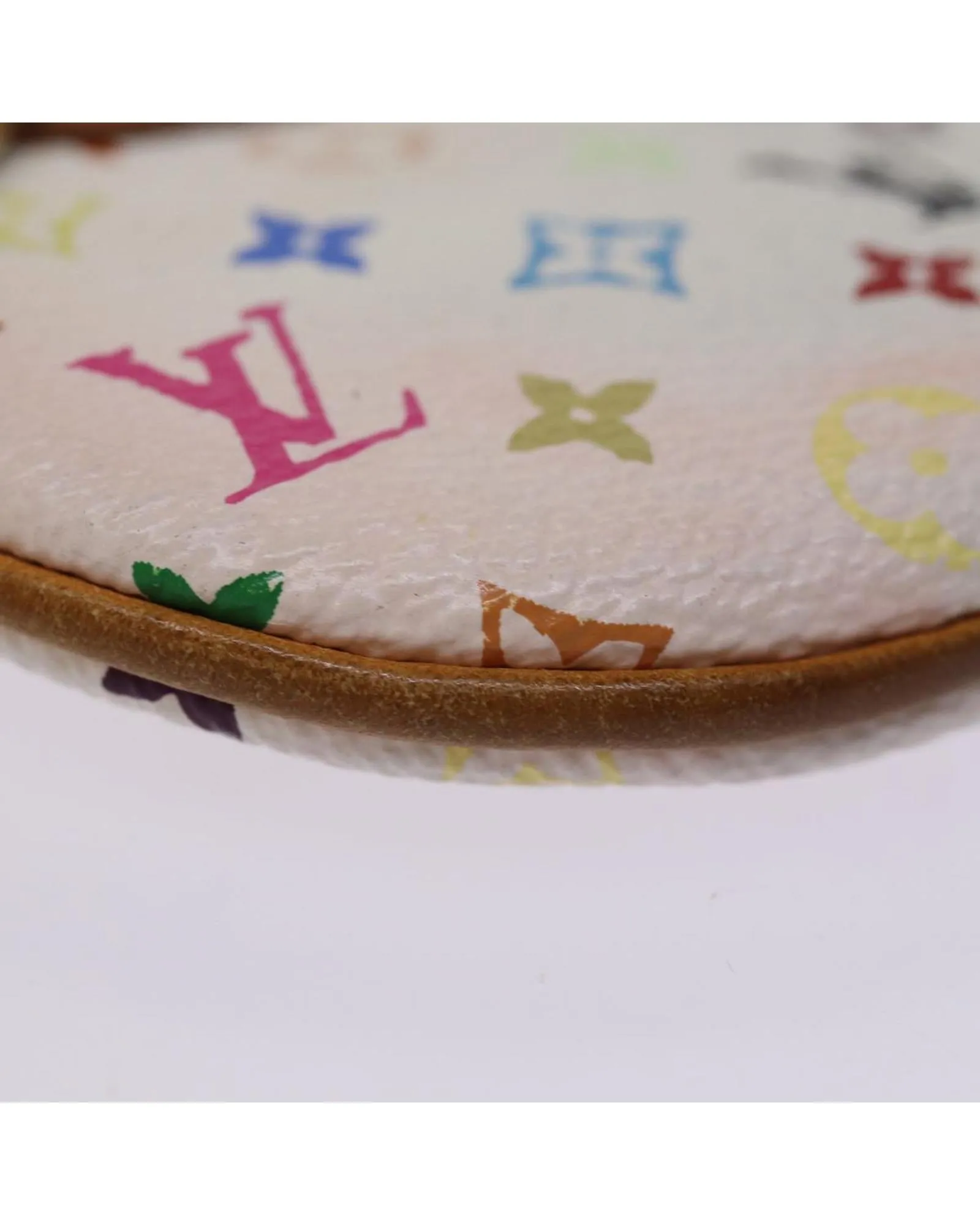 Monogram Multicolor Canvas Pouch with Metal Fittings and Pocket