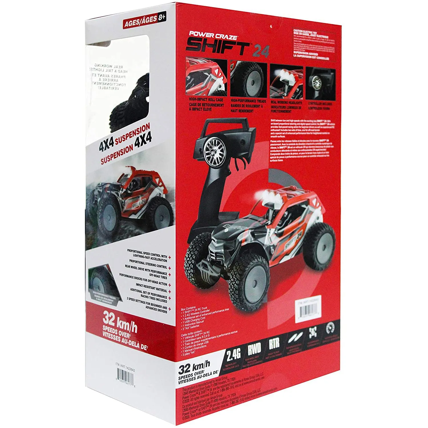 Power Craze Shift 24, 2.4G Remote Control Vehicle For Ages 8  (Red).