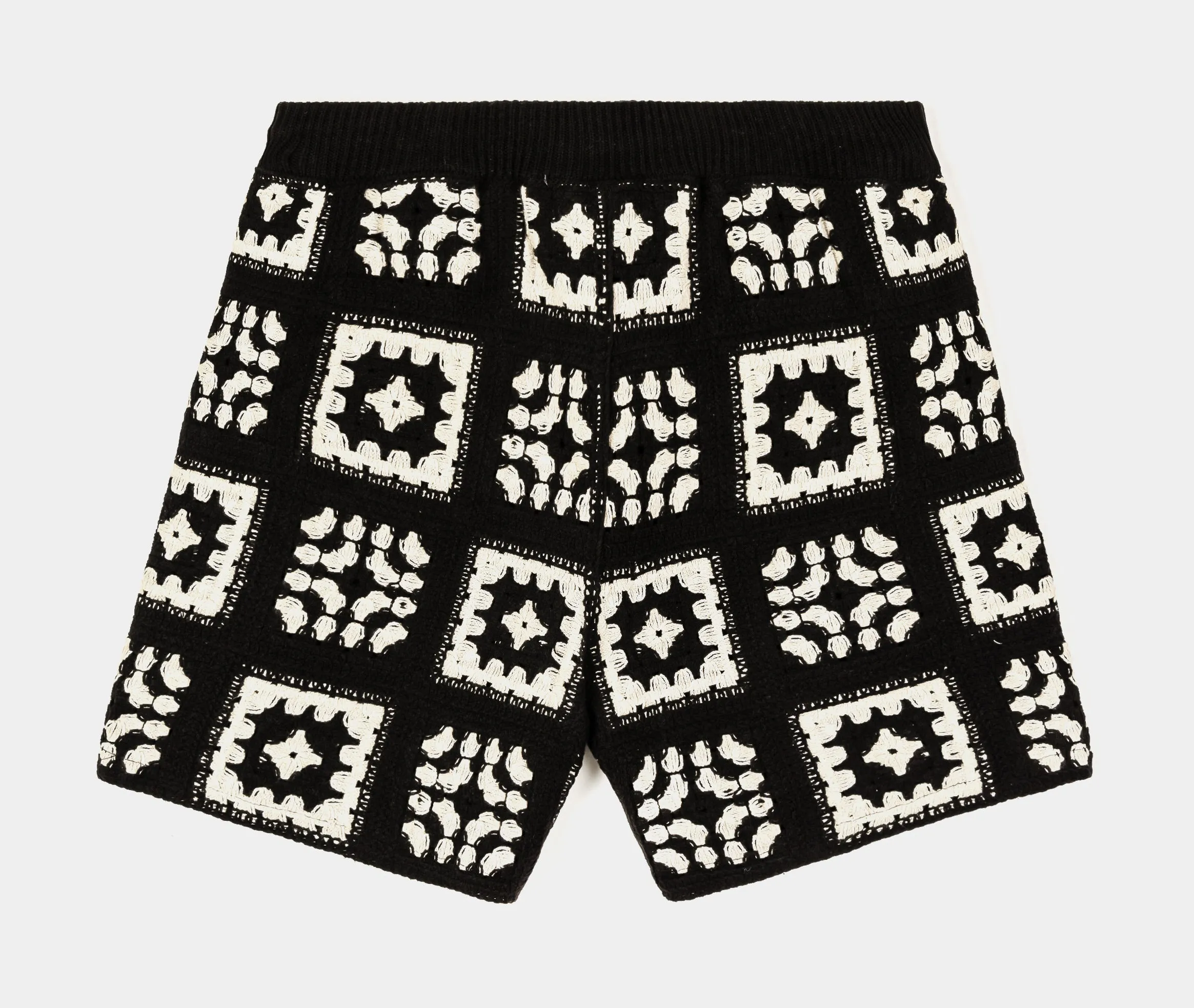 Quilt Crochet Mens Shorts (Black/White)