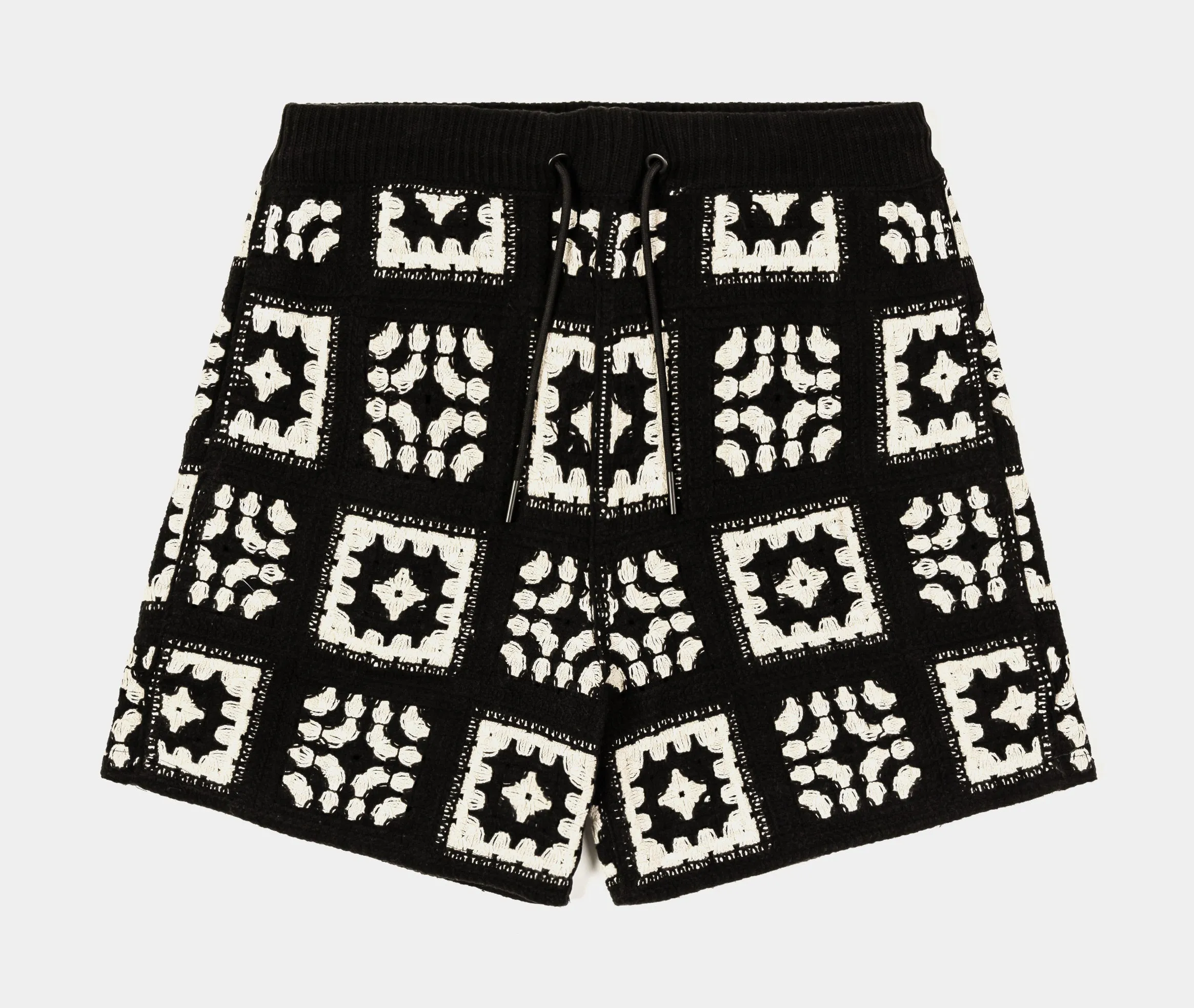 Quilt Crochet Mens Shorts (Black/White)