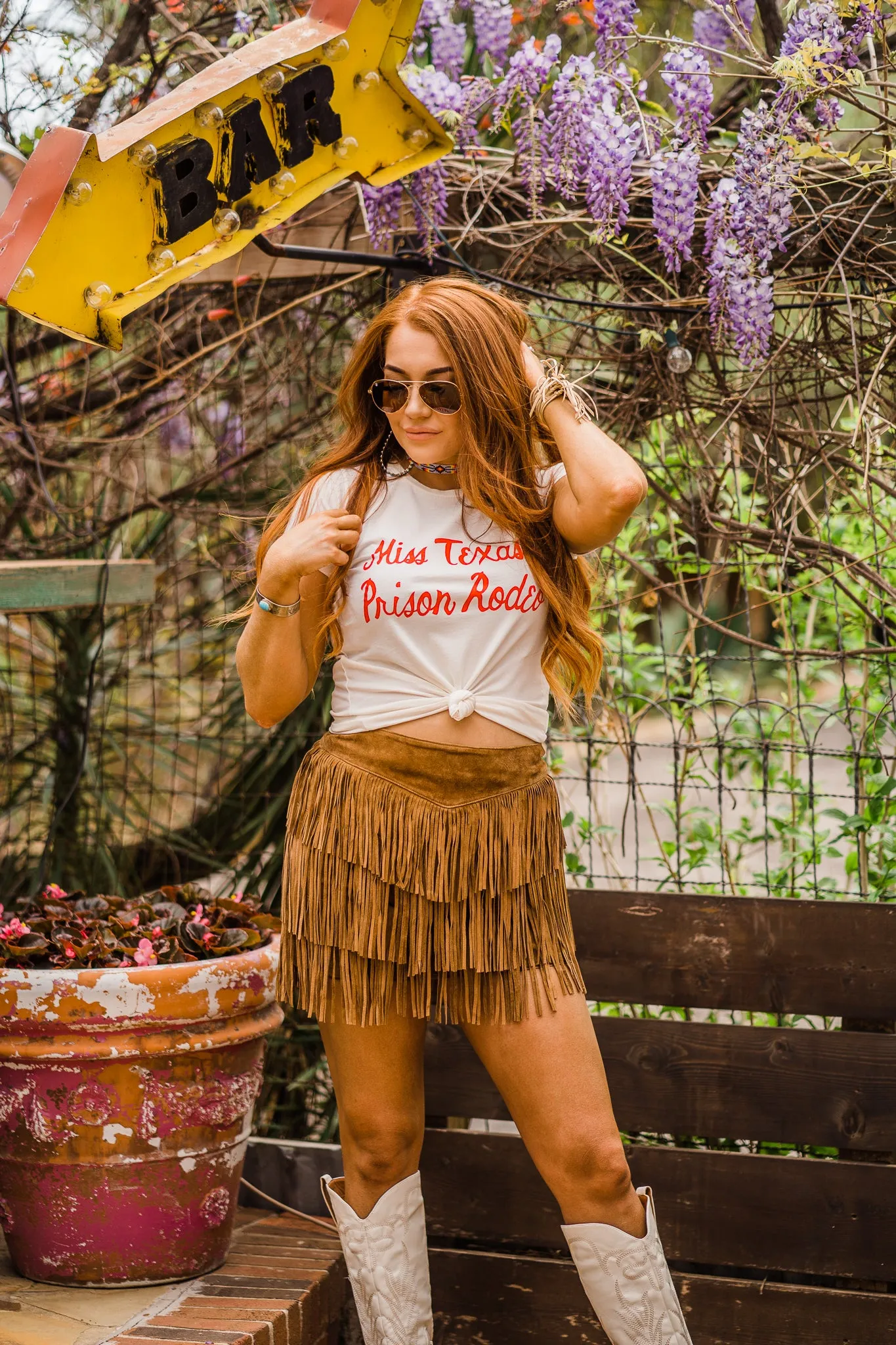 Skirt, Western Sueded Leather with Fringe - Style L704