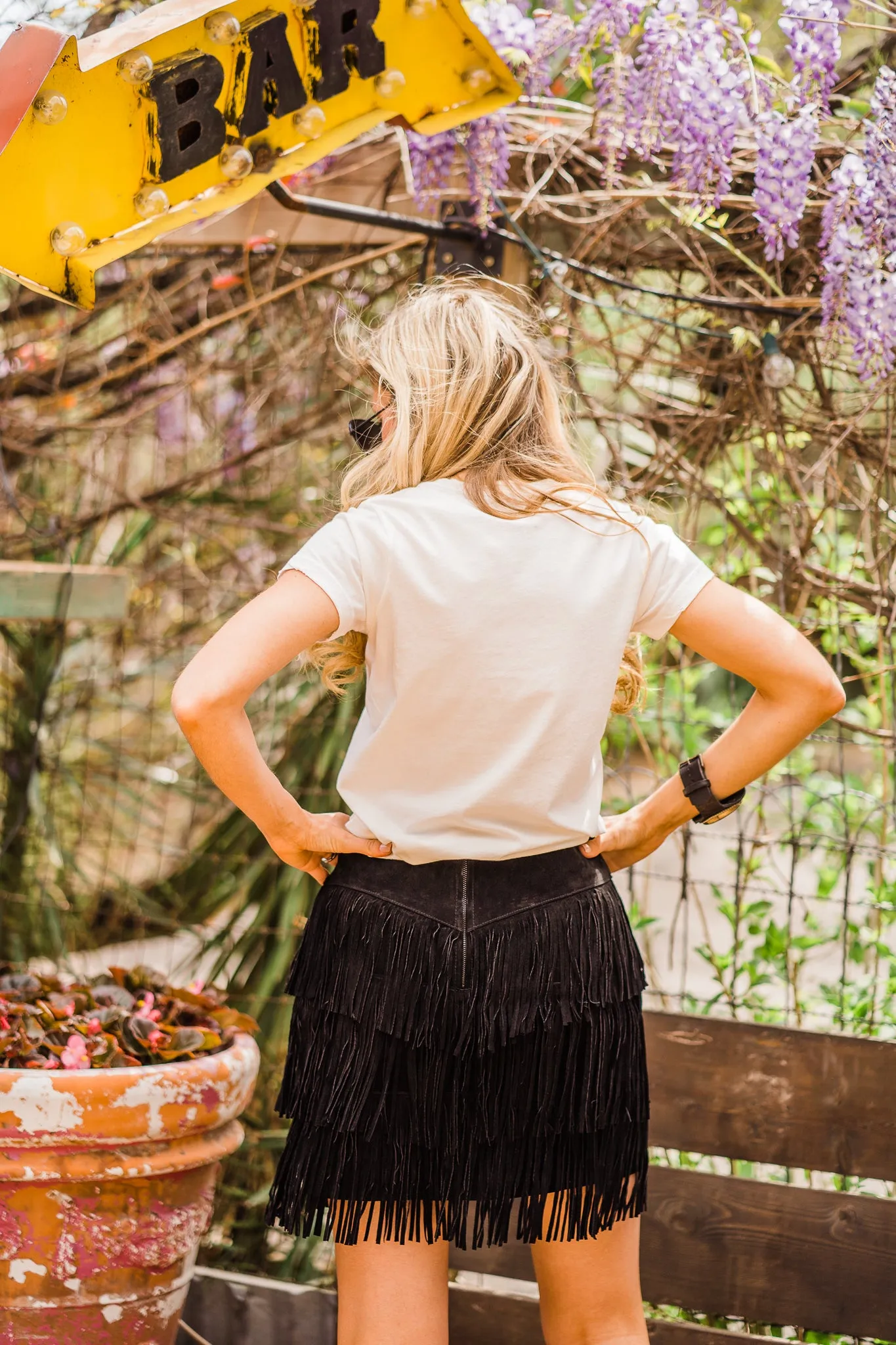 Skirt, Western Sueded Leather with Fringe - Style L704