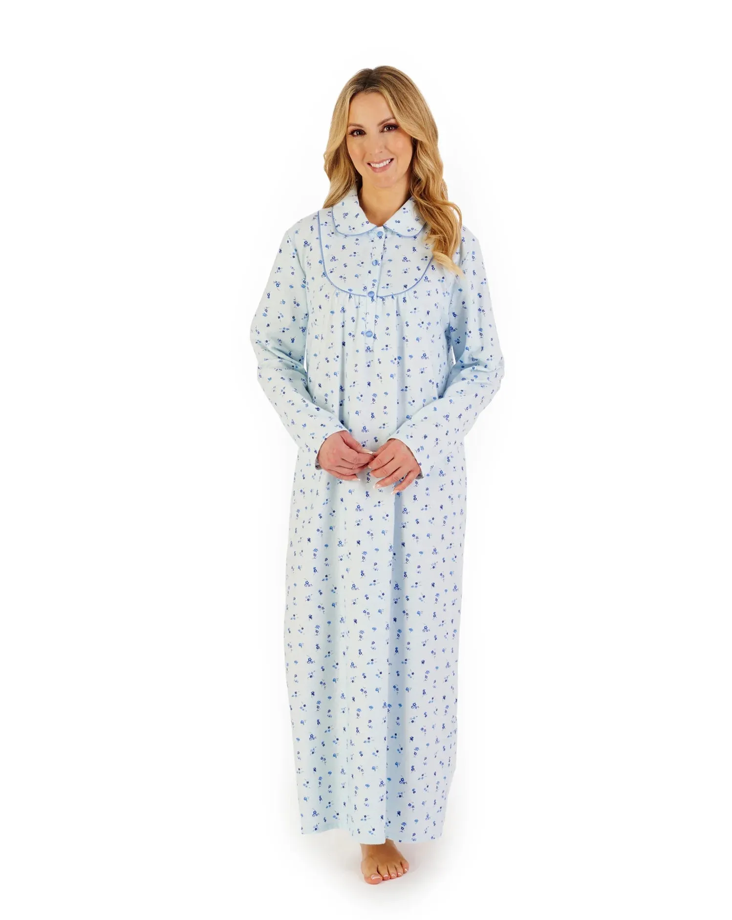 Slenderella Floral Printed Luxury Flannel 51" Long Sleeve Nightdress