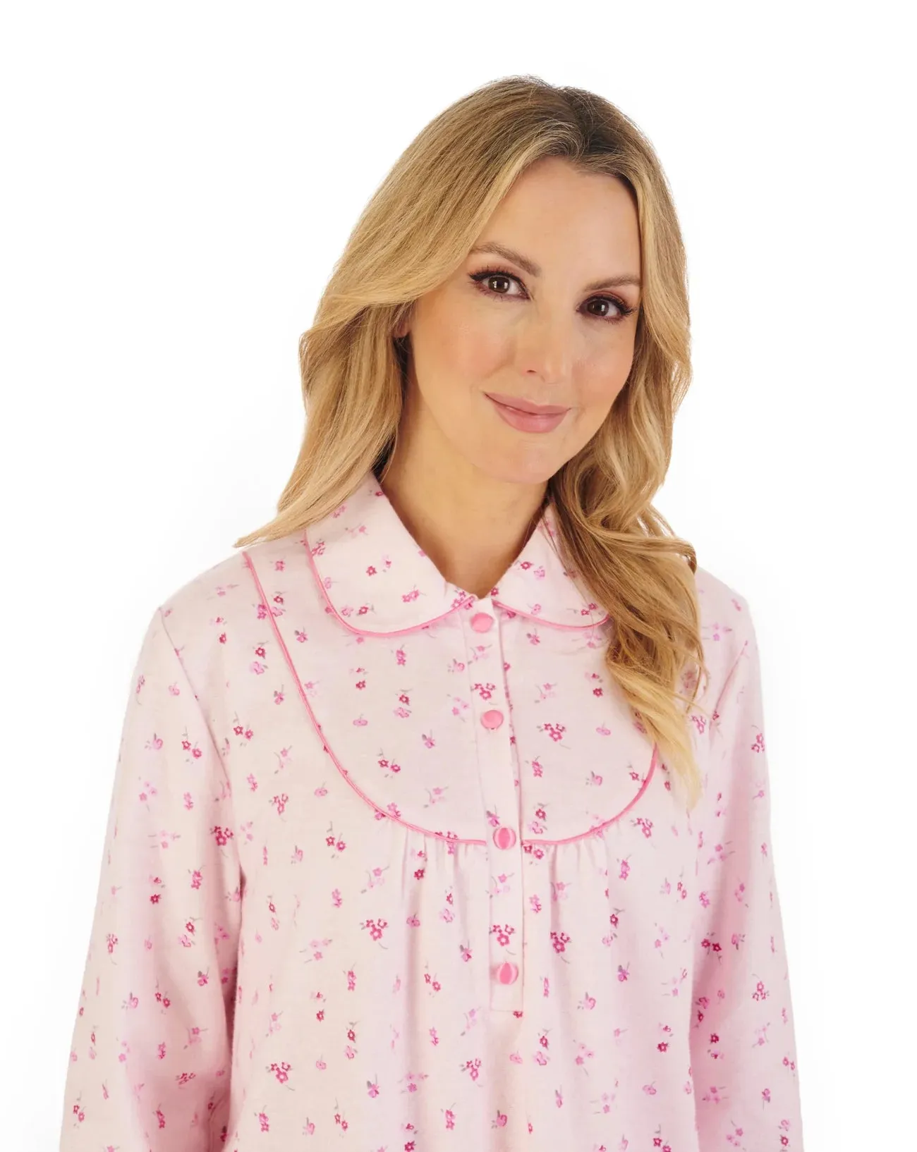 Slenderella Floral Printed Luxury Flannel 51" Long Sleeve Nightdress
